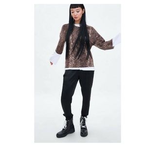 Zara Snakeskin Soft Touch T-Shirt Sz Small NWT